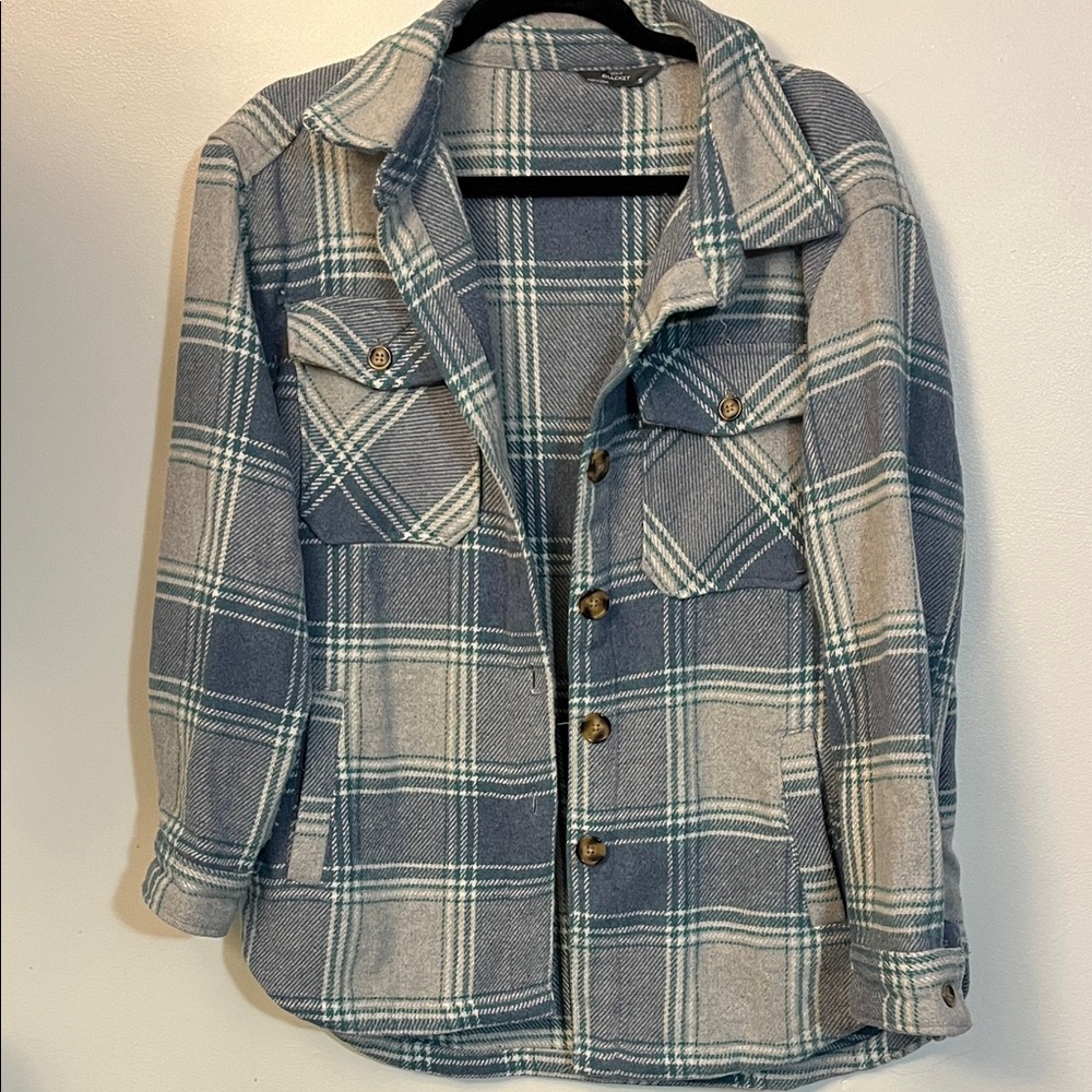 Blue and Gray Plaid Shacket
